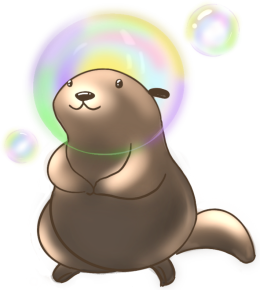 A smiling groundhog whose head is inside a colorful bubble